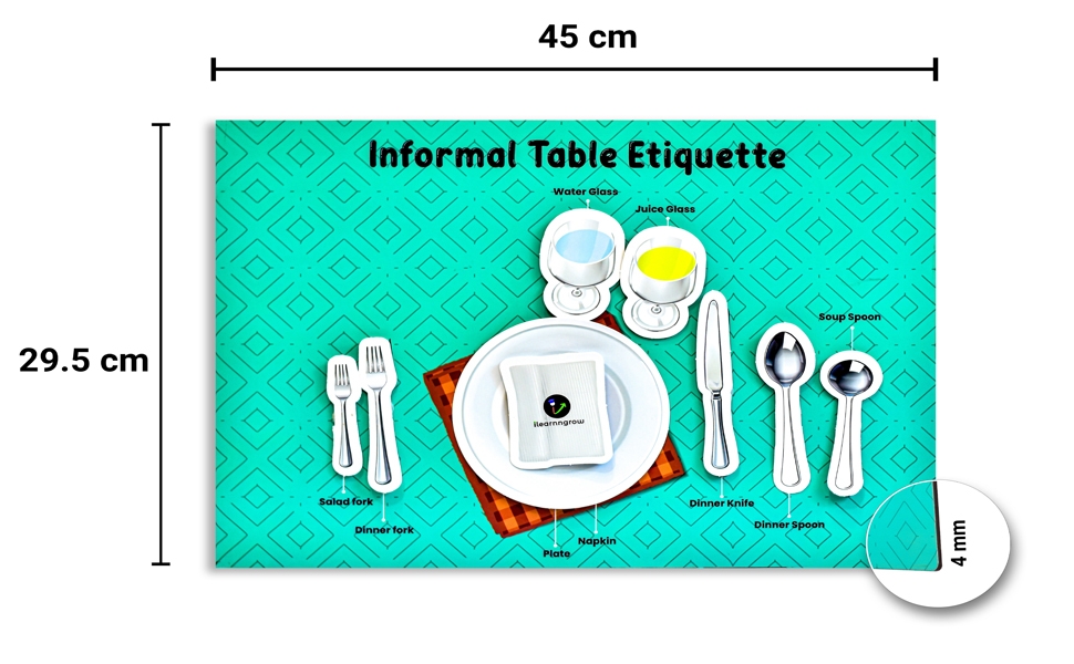 Size of 2 in 1 In-Formal and Formal Table Etiquette MDF Sheet